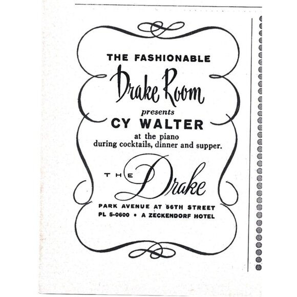 Drake Room CY Walker NYC Park Avenue Advertisement 1960s Vintage Print Ad - Picture 1 of 2